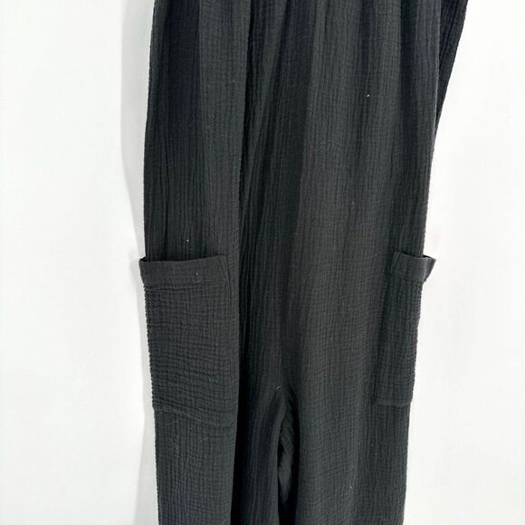 Rails Trucker Sleeveless Jumpsuit V-Neck Cotton Gauze Relaxed Black Women's XS - Picture 5 of 8